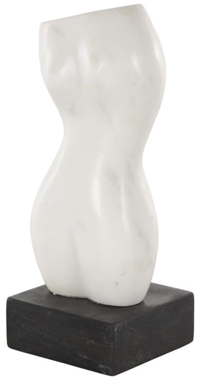 Deco Marche White 11' Woman Abstract Female Form Sculpture with Black Block Base-1