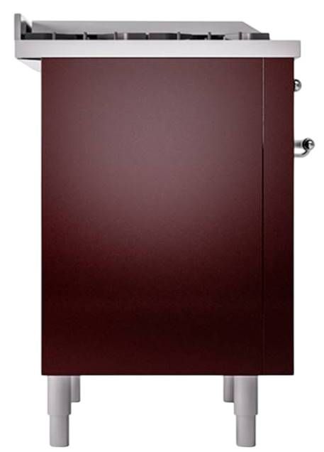 Ilve® Nostalgie II Noblesse 36'' Burgundy Pro Style Dual Fuel Range with Chrome Trim-2