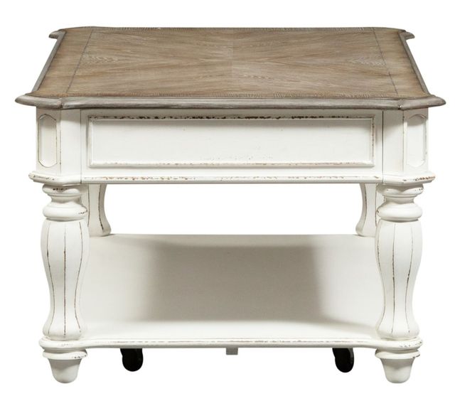 Liberty Furniture Magnolia Manor Weathered Bark Lift Top Cocktail Table with Antique White Base-4