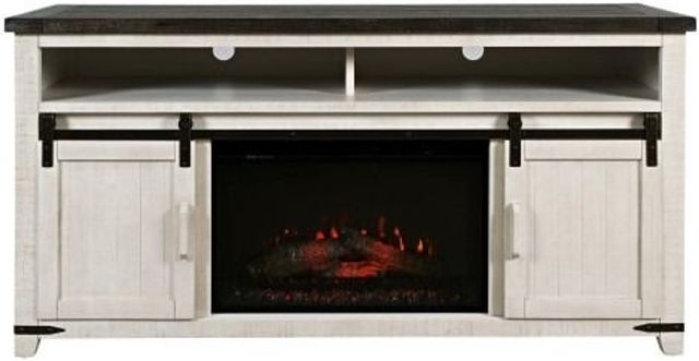 Jofran Inc. Madison County Brown/Vintage White Electric Fireplace Media Console-2