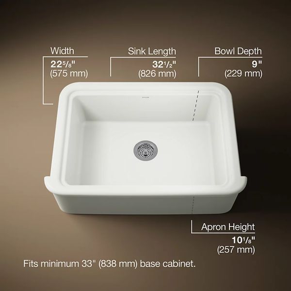 KOHLER® Audrine™ Dune 33" Undermount Single-Bowl Farmhouse Workstation Kitchen Sink-2