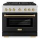 ZLINE Autograph Edition Paramount 36" 5.2 Cu. Ft. Satin Stainless Steel Gas Range with 6 Burner DuoPro™ Cooktop and Convection Gas Oven with Black Matte Door and Champagne Bronze Accents-0