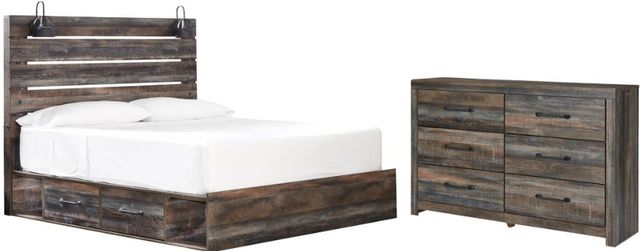 Signature Design by Ashley® Drystan 2-Piece Brown Rustic King Panel Storage Bed Set-0