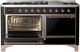 Ilve® Majestic III 60" Glossy Black Pro Style Dual Fuel Natural Gas Range with Solid Door and Copper Trim-2