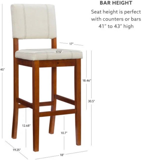 Linon Milano Cream Bar Stool-2