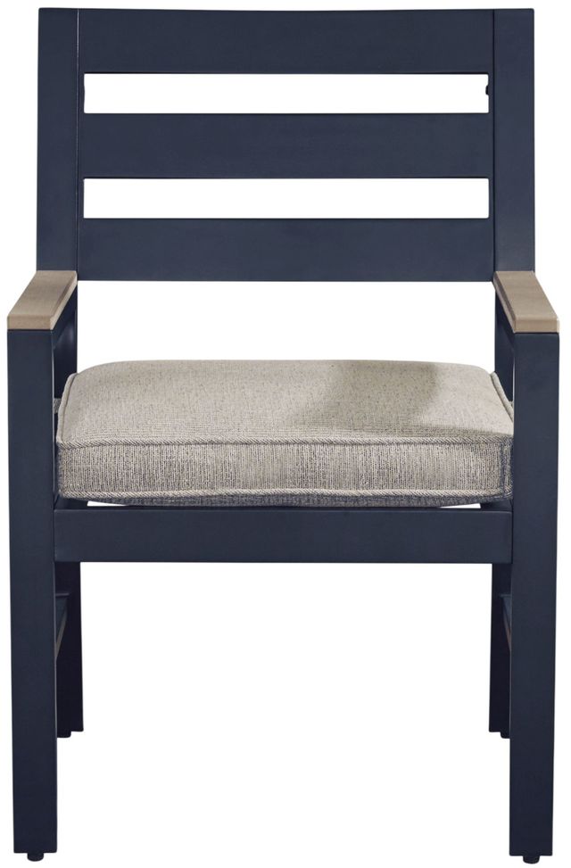Signature Design by Ashley® Mabry Shores 2-Piece Driftwood/Navy Blue Aluminum/Fabric Outdoor Dining Arm Chair-3