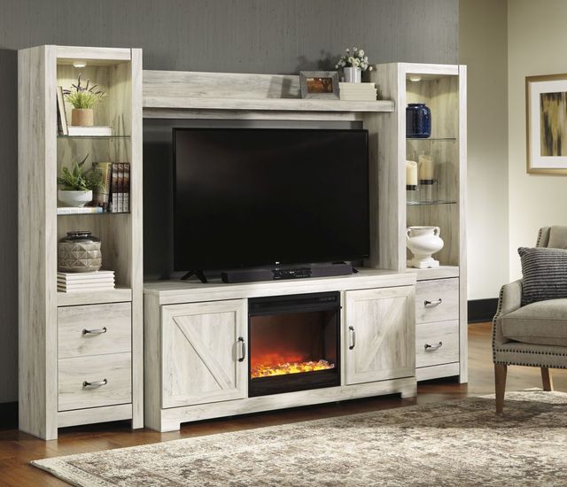 Signature Design by Ashley® Bellaby Whitewash 4-Piece Entertainment Center with Fireplace-9