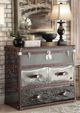 ACME Furniture Aberdeen Stainless Steel/Vintage Dark Brown Console Cabinet-1
