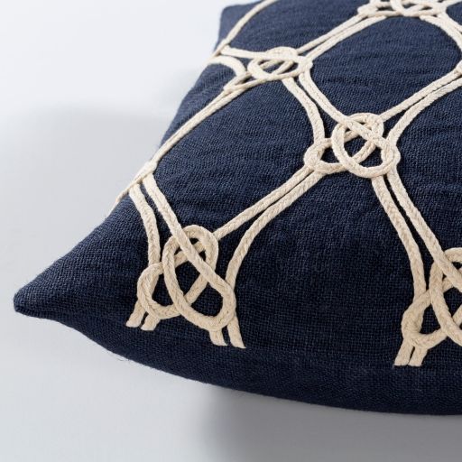Surya Marion Dark Blue 20"x20" Toss Pillow with Down Insert-1