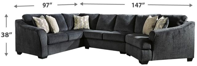 Signature Design by Ashley® Eltmann 3-Piece Slate Left-Arm Facing Sectional with Armless Loveseat and Cuddler-4