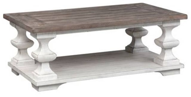 Liberty Furniture Sedona Distressed White Cocktail Table with Gravel Top