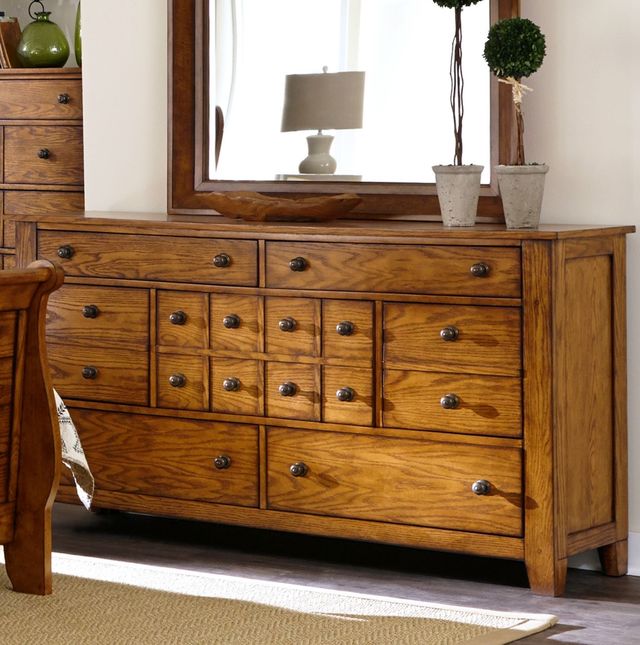 Liberty Furniture Grandpas Cabin Aged Oak Dresser-1
