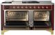 Ilve® Majestic III 60" Burgundy Pro Style Dual Fuel Natural Gas Range with Griddle and Brass Trim-1