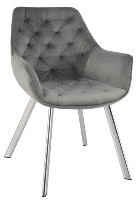 Mazin Furniture Ayami Chrome/Gray Dining Arm Chair -0
