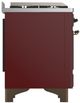 Ilve® Majestic III 36" Burgundy Pro Style Dual Fuel Liquid Propane Range with Solid Door and Burnished Trim-3