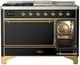 Ilve® Majestic III 48" Glossy Black Pro Style Dual Fuel Natural Gas Range with French Top and Brass Trim-3