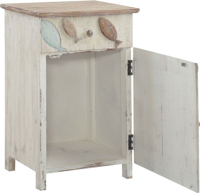 Powell® Caspian Weathered Natural Fish Side Table with Distressed White Wash Base-1