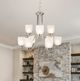 YHD Mirror Lake Brush Nickle/White 9-Lights Chandelier-1