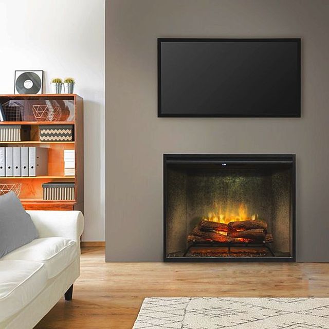 Dimplex® Revillusion Black 36'' Built-in Weathered Concrete Electric Firebox with Front Glass-3