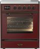 Ilve® Majestic III 30" Burgundy Pro Style Induction Range with Triple Glass Door and Burnished Trim-0
