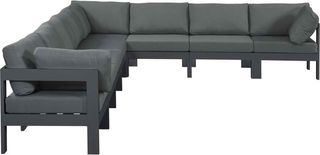 Meridian Furniture Nizuc 8-Piece Grey Outdoor Patio Modular Sectional Set-0