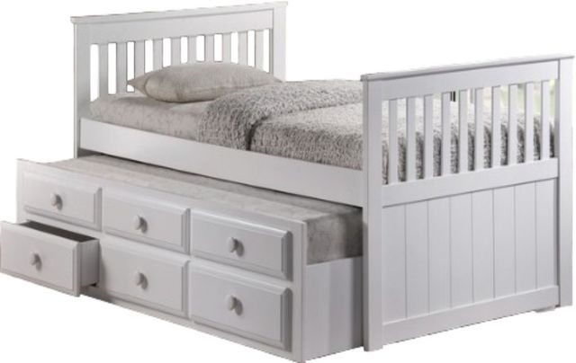 Milton Greens Stars White Twin Wooden Platform Bed with Trundle-0