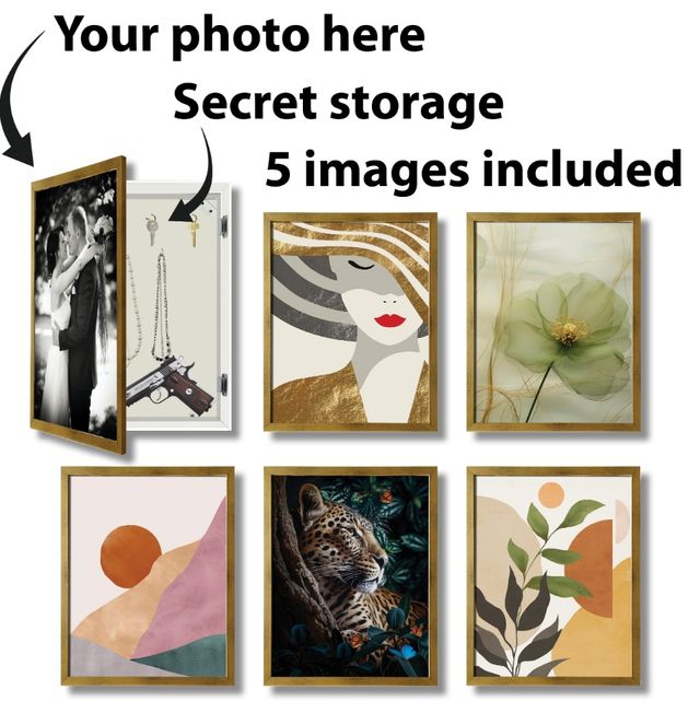 Classy Living Creative Gold Secret Storage Wall Art-1