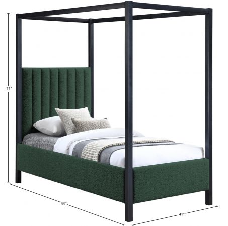 Meridian Furniture Kelly Green Twin Upholstered Canopy Bed-3