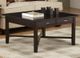 Handstone Customizable Demilune Espresso Square Coffee Table with 2 Drawers and Shelf-0