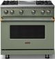 Viking® 5 Series 36" Eucalyptus Pro Style Gas (NG) Range with Brushed Brass Trim-0