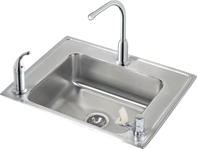 Elkay Lustertone® Classic Lustrous Satin Stainless Steel 28" x 22" x 7" Single Bowl Drop-in Classroom ADA Sink Kit-0