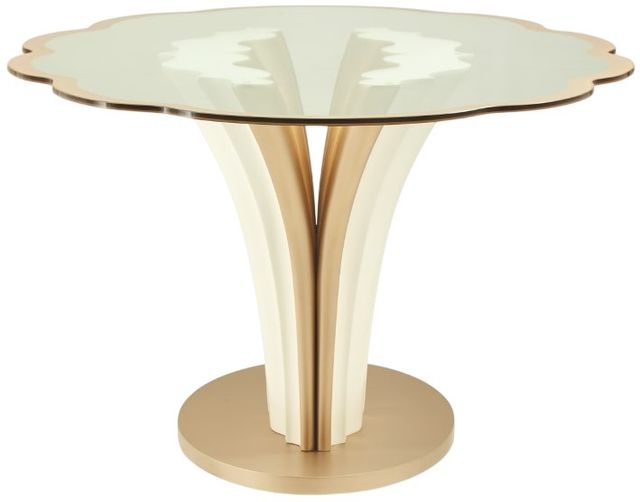 Michael Amini® London Place Clear Table with Creamy Pearl Base-2