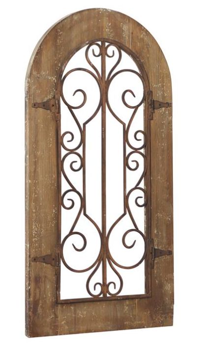 Deco Marche Scroll Arched Window Brown Wall Art Panel-1