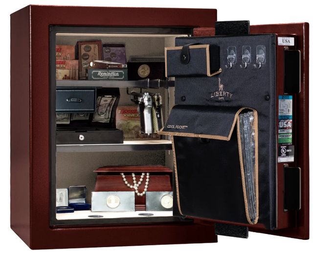 Liberty Safe Premium Home Burgundy Gloss 08 Brass Gun Safe-1