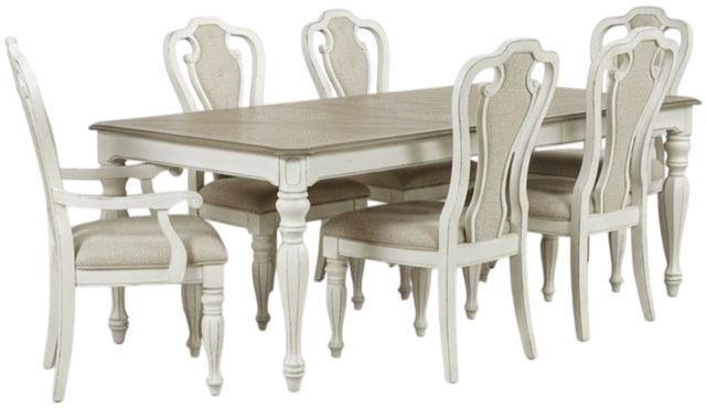 Liberty Furniture Magnolia Manor 7-Piece Antique White/Ivory/Weathered Bark Dining Set-0