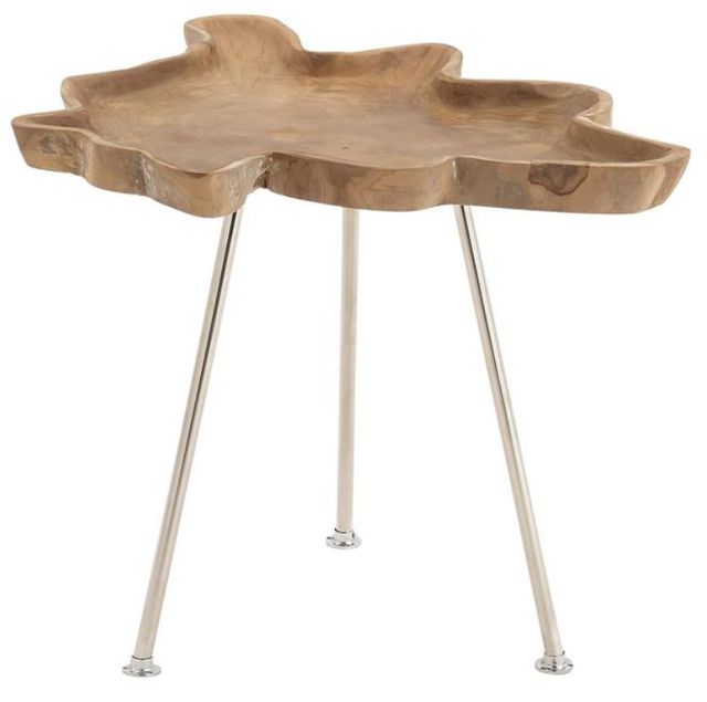 Deco Marche Brown Accent Table with Silver Base-1