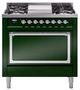Ilve® Nostalgie II Noblesse 36'' Emerald Green Pro Style Dual Fuel Range with Chrome Trim-0