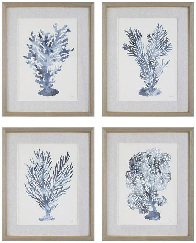 Uttermost® Mary Urban 4-Piece Shibori Coral Framed Prints Set-0
