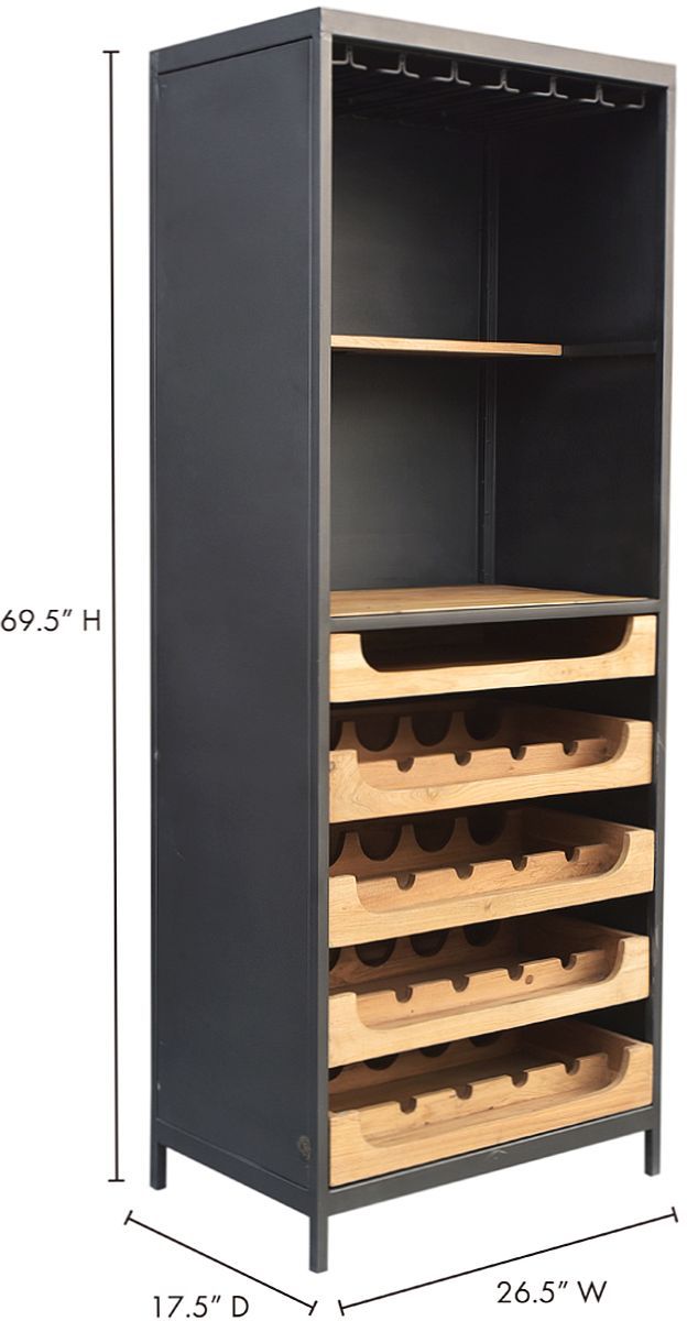 Moe's Home Collection Chef's Natural Teak Wine Bar-3