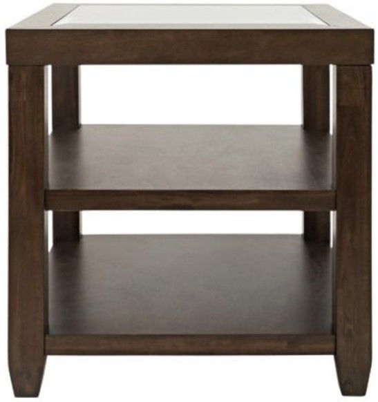 Jofran Inc. Urban Icon Glass Top End Table with Merlot Base-2