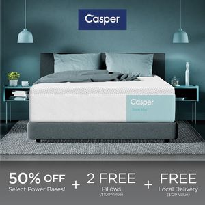 Casper Snow Max 14" Hybrid Medium Soft Tight Top Queen Mattress in a Box