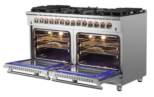 FORNO® Massimo 60" Stainless Steel Pro Style Dual Fuel Range-4