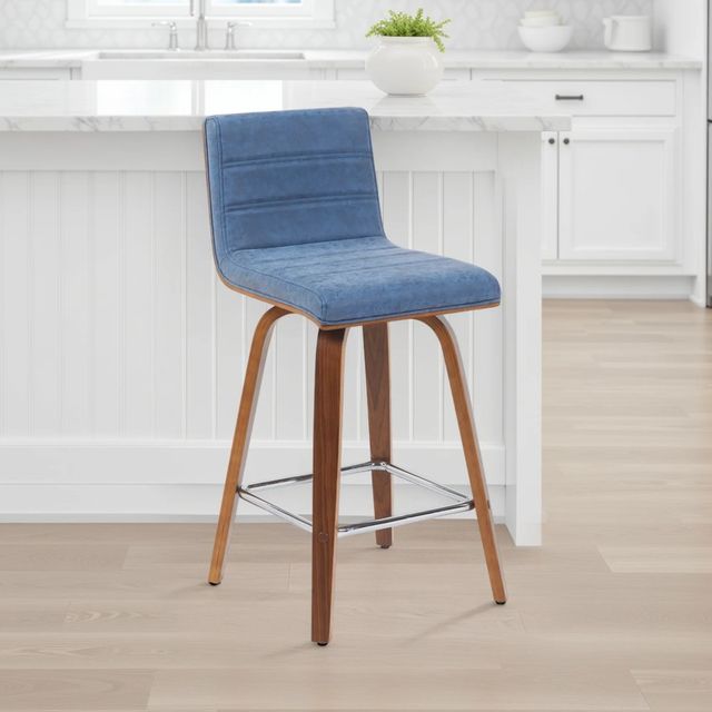Armen Living Vienna 3-Piece Vintage Blue/Walnut Swivel Counter Stool Set-1