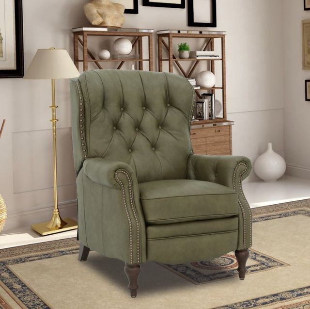 BarcaLounger® Kendall Oasis Olive Leather Manual Recliner-2