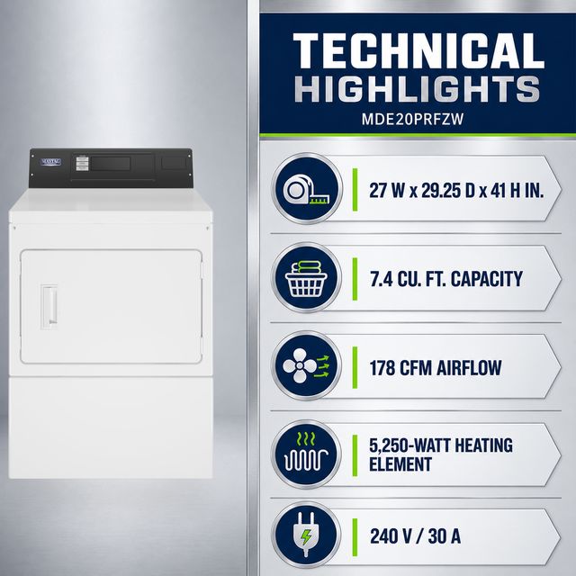 Maytag Commercial 7.4 Cu. Ft. Card-Reader-Ready Electric Dryer - White-4