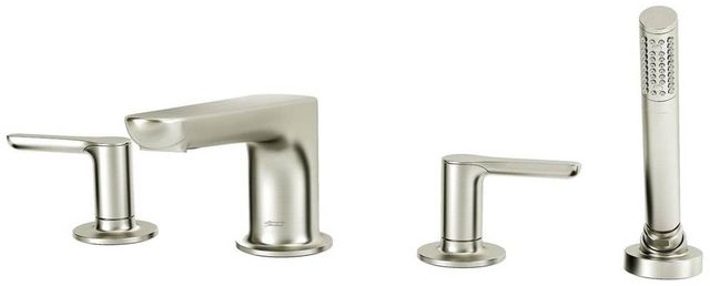American Standard Studio® S Brushed Nickel Deck Mounted Roman Tub Filler with Hand Shower-0