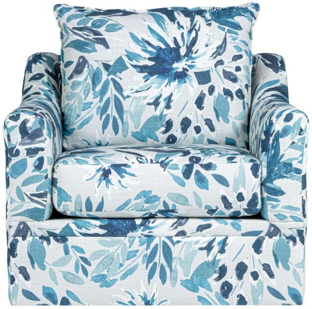 New Classic® Home Furnishings Sylvie Blue/White Swivel Chair-3