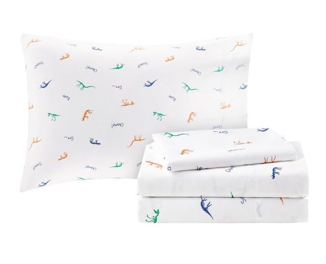 Olliix by Mi Zone Kids Logan Blue Full/Queen Robot Dinosaur Complete Bed and Sheet Set-3
