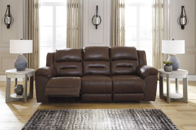 Signature Design by Ashley® Stoneland Chocolate Manual Reclining Sofa-5