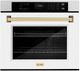 ZLINE Autograph Edition Professional 30" Satin Stainless Steel Single Electric Wall Oven with White Matte Door and Polished Gold Accents-0